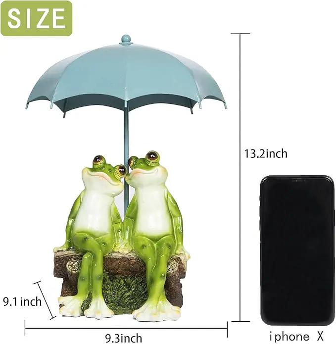 Frog Statue Garden - Resin Happy Couple Frogs on Bench Figurines - Summer Decorations for Patio, Yard, Lawn, Porch - Cute Garden Frog Decor - Ornament Gift by GreenHaven Gardens