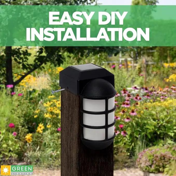 GreenLighting Marina Solar Post Cap Lights Fits 4x4 Nominal Wood Outdoor Solar Powered Post Cap Light, Fence Post, Landscaping, Deck, Garden- Bright LED, Waterproof Nautical Lighting Black 8 Pack by GreenHaven Gardens