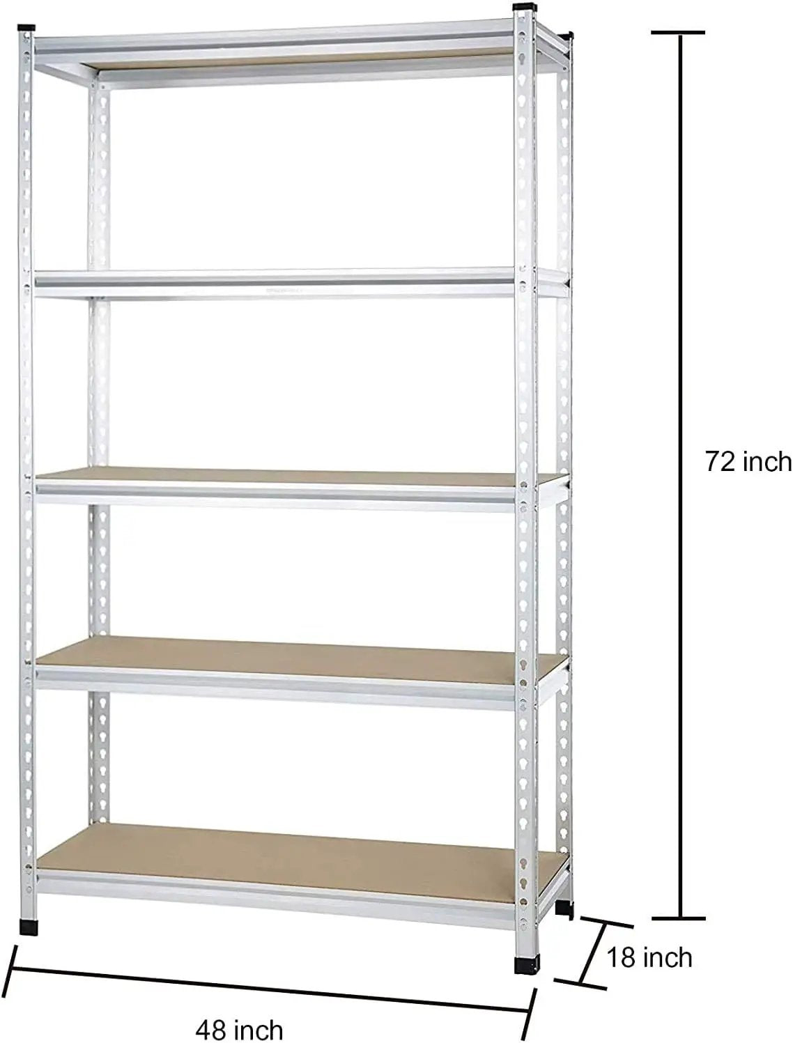 Amazon Basics 5-Tier Medium Duty Storage Shelving Single Post Press Board Shelf - 48 x 18 x 72 Inches, Aluminum by GreenHaven Gardens