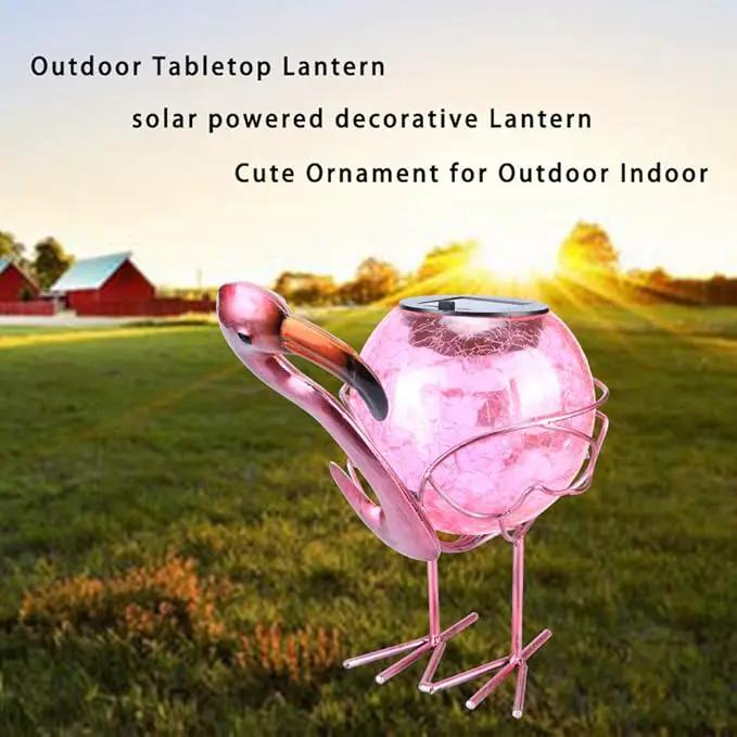 Solar Lantern Outdoor Decorative Waterproof LED Solar Lights Flamingo Tabletop Lamp for Outdoor Patio Garden by GreenHaven Gardens