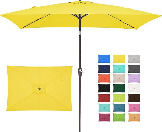 JEAREY 6.5x10 ft Rectangular Patio Umbrellas Outdoor Market Umbrella with Push Button Tilt and Crank, Rectangle Table Umbrella 6 Sturdy Ribs UV Protection for Pool Garden Backyard Deck, Yellow by GreenHaven Gardens