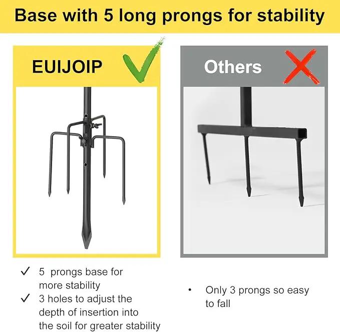 Heavy Duty Shepherd Hooks for Outdoor Decor, 62 Inch Tall Garden Hooks for Hanging Plants, Lanterns, Bird Feeders – Rust-Resistant Steel, Sturdy 5 Prongs Base – Black by GreenHaven Gardens