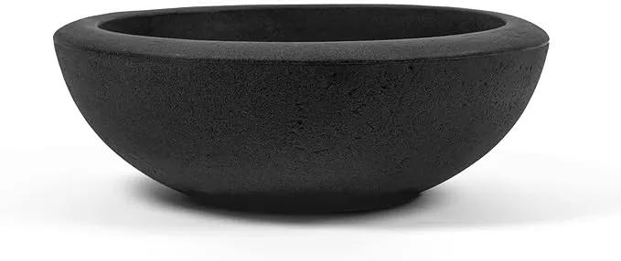 ARBORA 21" Santorini Bowl Polyresin Indoor and Outdoor Planter with Classic Black Finish - Durable, Weatherproof, Lightweight, Large Plant Pot for Patio, Garden, Deck, Entryway by GreenHaven Gardens