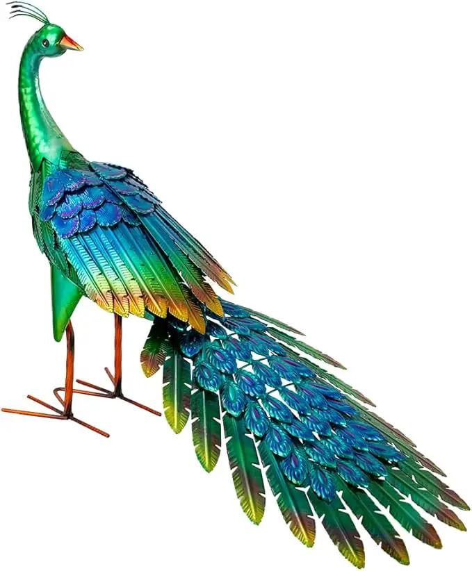 DREAMSOUL Garden Statues for Outside Metal Peacock Statue Peacock Garden Decor for Yard Art Decoration by GreenHaven Gardens