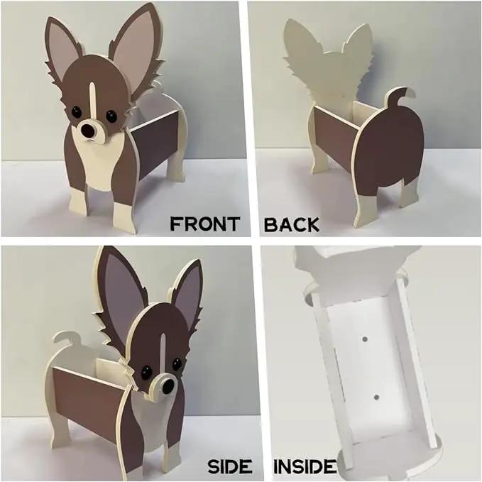 Yellow French Bulldog Planter Plant Pots,Cute Garden Dog Flower Planter,Dog Planters Birthday Gifts for Women,Office,Indoor/Outdoor Decor（9.45 * 6.3 * 13.35in） by GreenHaven Gardens