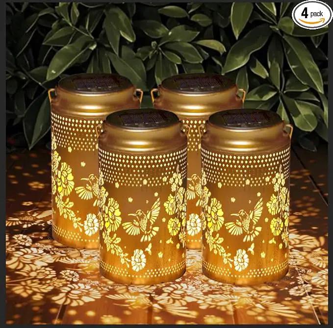 4 Pack Hummingbird Solar Lanterns Outdoor Waterproof, Metal Hanging Lights Decorations for Garden Yard Lawn Patio, Hummingbird Gifts for Women Mom Grandma Sister for Mother'Day Christmas by GreenHaven Gardens