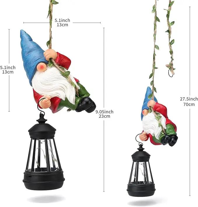 Solar Hanging Gnome Garden Statue Climbing Rope Gnome with LED Lantern Outdoor Decor Tree Hugger Yard Porch Wall Decoration Christmas Gardening Gift for Mom by GreenHaven Gardens