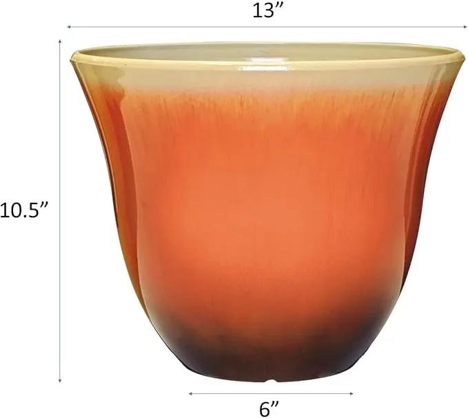 Classic Home and Garden Honeysuckle Resin Flower Pot Planter, Tequila Sunrise, 13" by GreenHaven Gardens