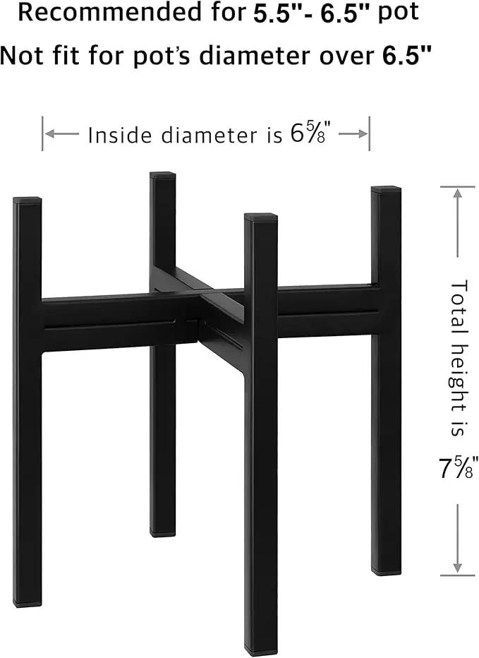 FaithLand Mid Century Plant Stand Indoor Outdoor (EXCLUDING Plant Pot), Metal Planter Stand, Potted Plant Holder, Black, Hold Up to 6.5 Inch Planter by GreenHaven Gardens