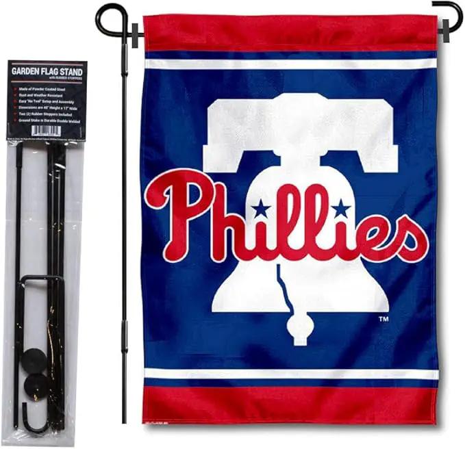 WinCraft Philadelphia Phillies Liberty Bell Garden Flag and Flagpole Stand Holder by GreenHaven Gardens