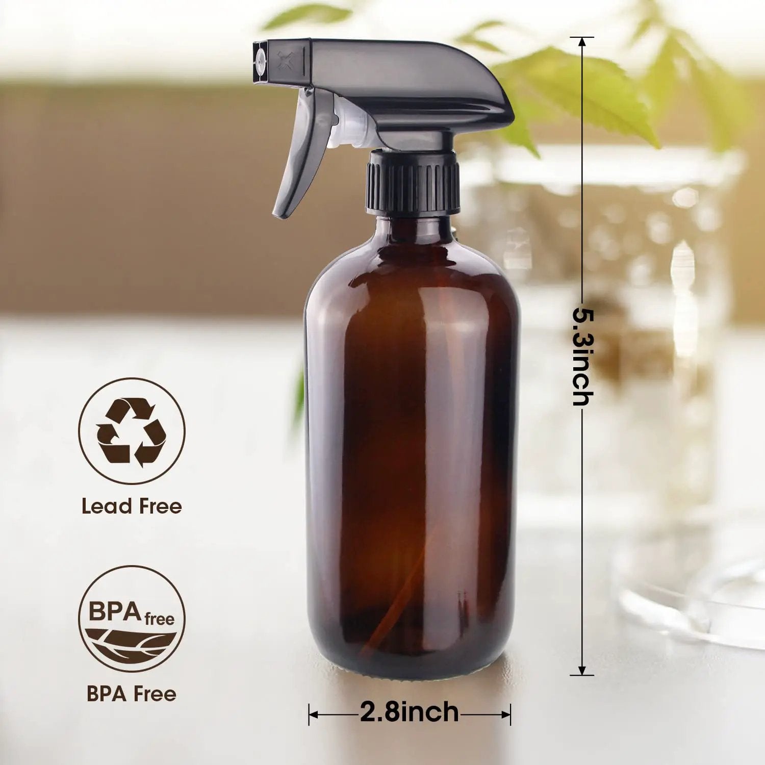Wedama Amber Glass Spray Bottles, 16 oz Glass Spray Bottles for Cleaning Solutions and Essential Oils, Refillable Empty Spray Bottle with Adjustable Nozzles for Alcohol, Plant and Hair Care (1 Pack) by GreenHaven Gardens