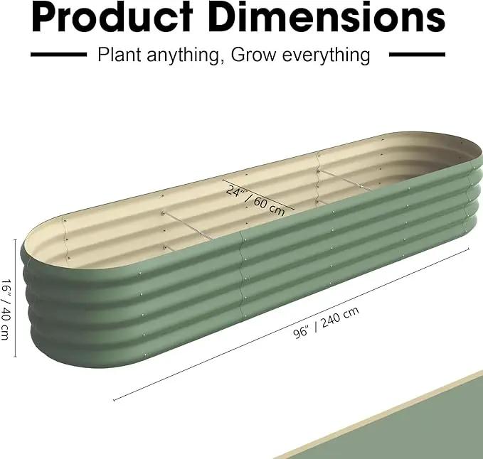 8x2ft Oval Galvanized Raised Garden Bed Kits 16" Tall Outdoor Large Metal Modular Planter Box 9-in-1 Raised Beds for Gardening,Vegetables,Fruits,Flowers & Herbs (Green) by GreenHaven Gardens