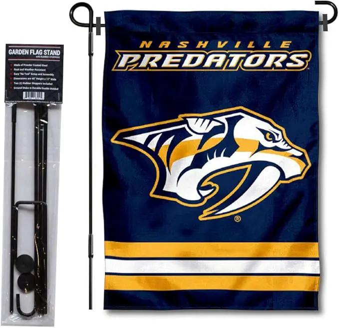 WinCraft Nashville Predators Garden Flag with Pole Stand Holder by GreenHaven Gardens