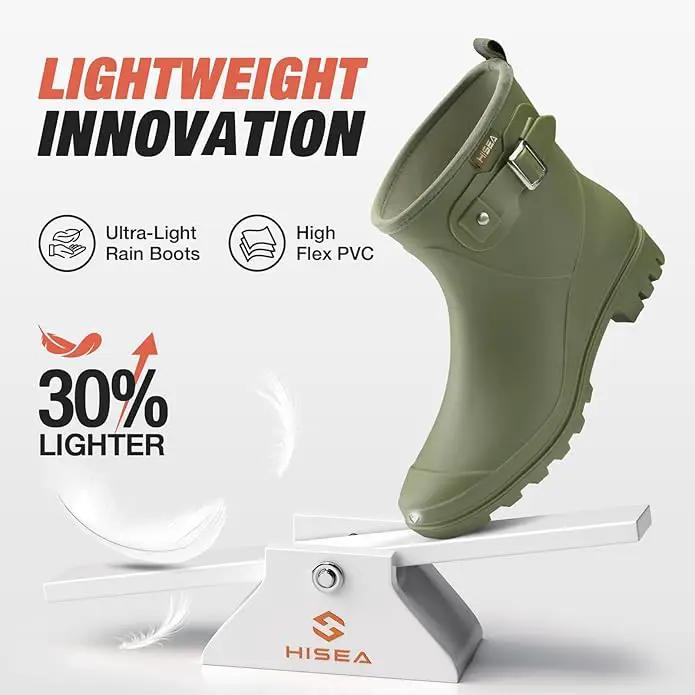 HISEA Women's Ankle Rain Boots Waterproof, Fashion Short Garden Shoes Anti-slip for Women with Comfortable Insole by GreenHaven Gardens