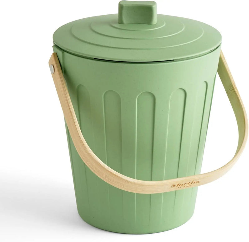Martha Stewart Indoor Compost Bin | Countertop Composting Bucket for Kitchen | .7 Gallon Capacity | Includes Filter | Plant Based Materials | Sage Green by GreenHaven Gardens