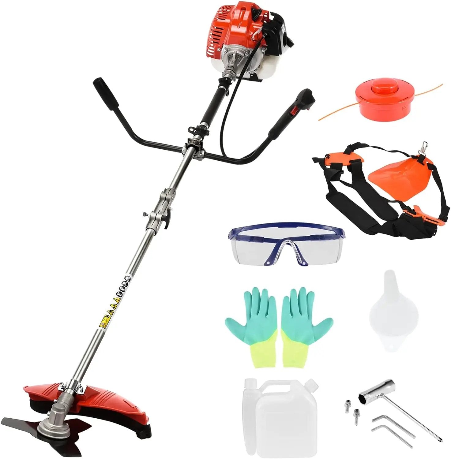 52cc Gas Grass Trimmer, 2 in 1 Petrol Weed Eater, 2-Stroke Weed Whacker Cordless, Backpack Brush Trimmer Garden Tools Red by GreenHaven Gardens