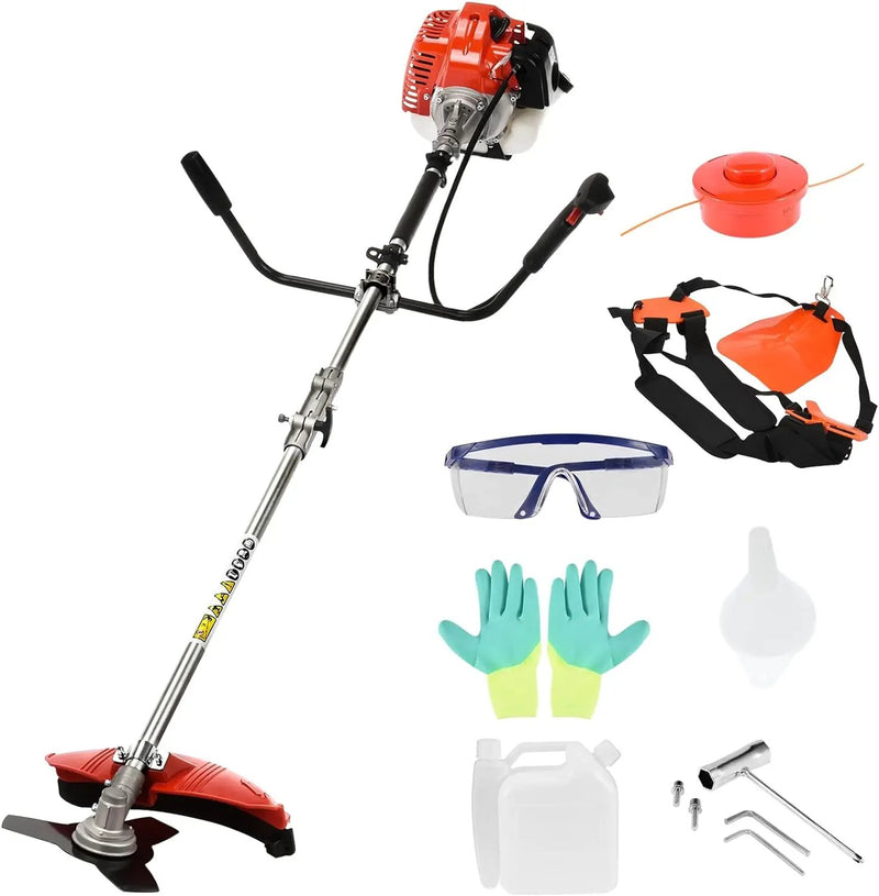 52cc Gas Grass Trimmer, 2 in 1 Petrol Weed Eater, 2-Stroke Weed Whacker Cordless, Backpack Brush Trimmer Garden Tools Red by GreenHaven Gardens
