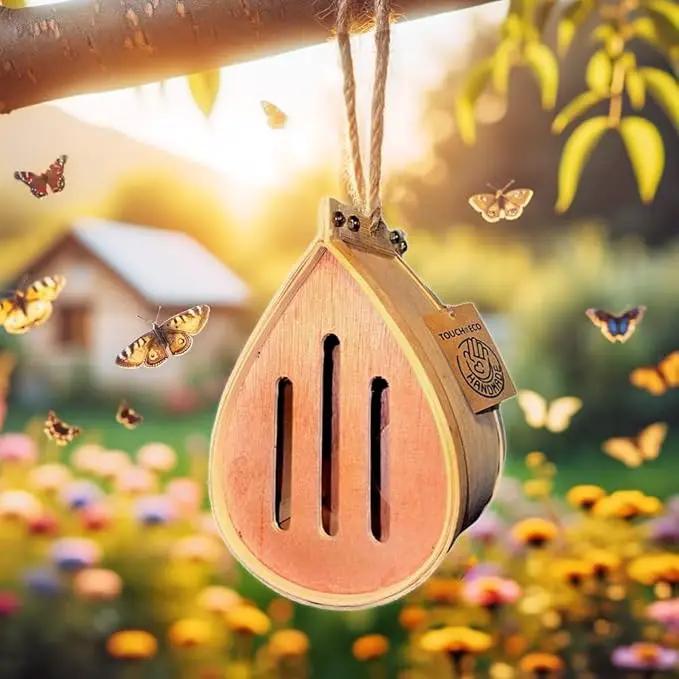 Pollinating Palace-Wooden Hanging Butterfly House, Natural Habitat to Attract Butterflies to Your Garden and Yard by GreenHaven Gardens