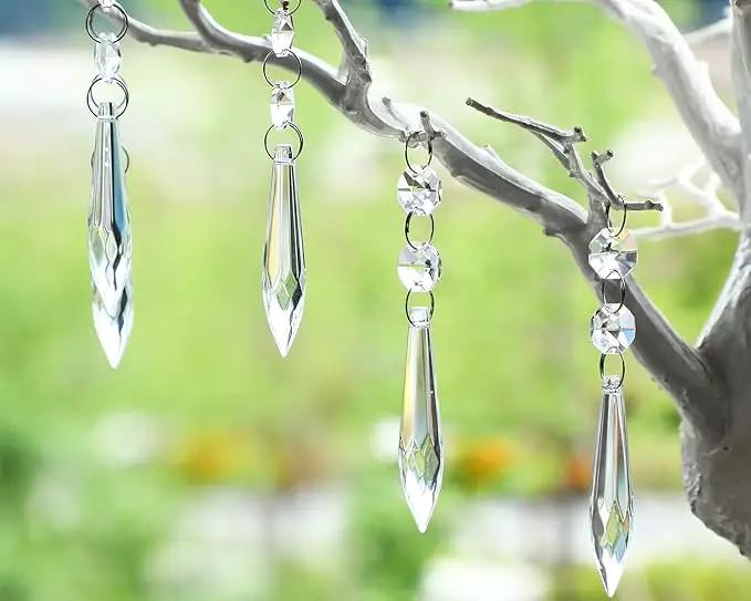 H&D 10pcs 63mm Chandelier Crystals Ornament - Clear Crystal Chandelier Prisms Icicle Drop Pendants by GreenHaven Gardens