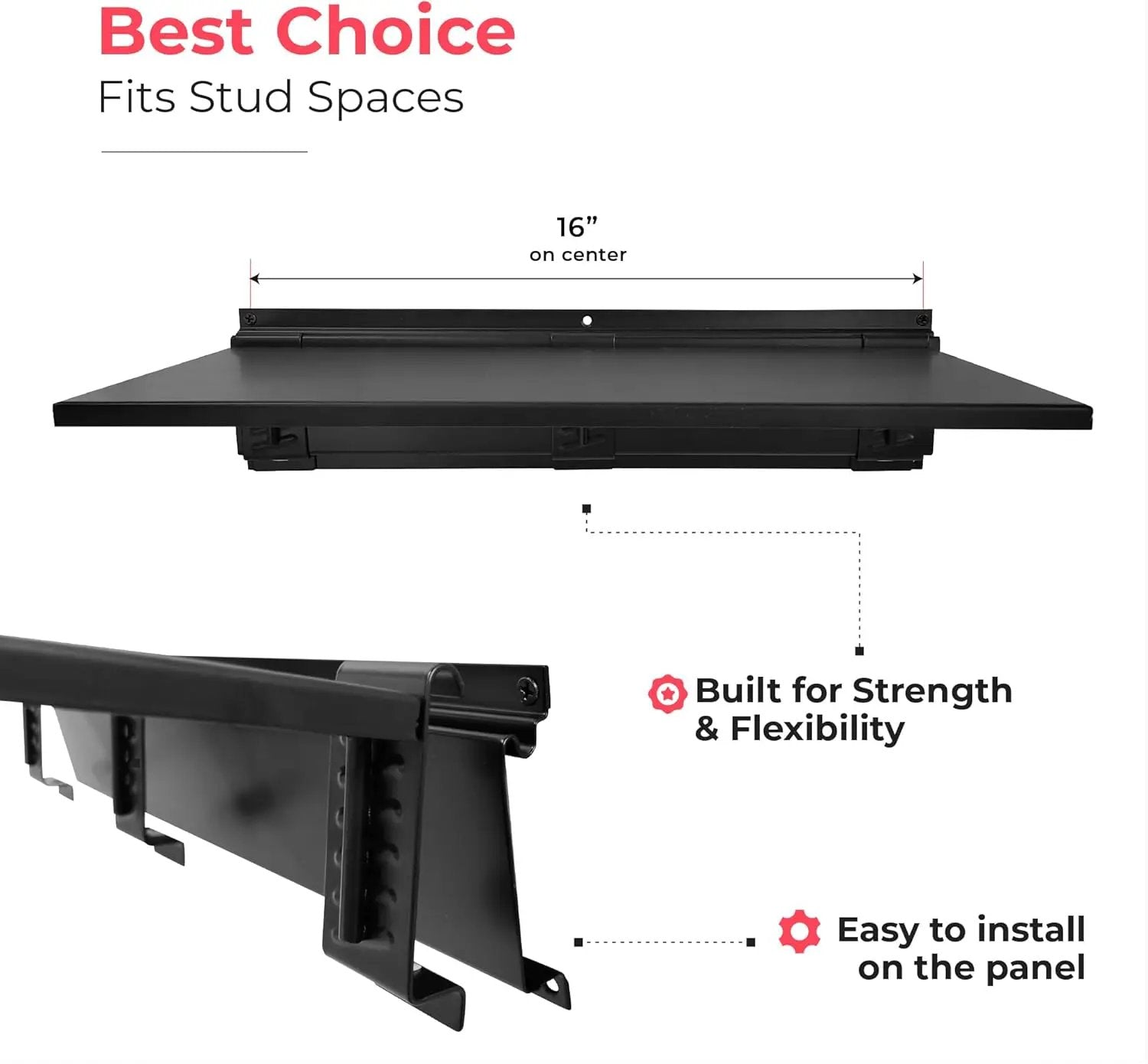Heavy-Duty Garage Wall Storage System | Wall Mounted Tool Organizer Rack with Shelving | 10-Piece Mounting Kit | Includes 4x8.5” Adjustable Hooks & 2x16.5” Floating Utility Shelves by GreenHaven Gardens