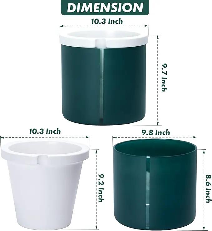 D'vine Dev 10 Inch Design Self Watering Planter for Indoor Plants, White Terracotta Pot with Teal Cylinder Glass Cup, 37-X-D-5 by GreenHaven Gardens