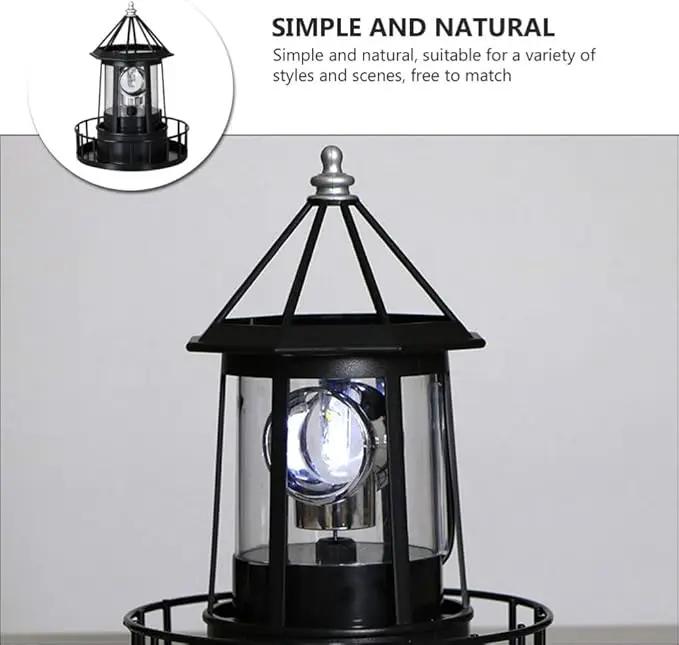 Cabilock LED Rotating Lighthouse Solar Beacon Tower Lamp Water Resistant Lighthouse Light Ornament for Garden Yard Outdoor Decor by GreenHaven Gardens