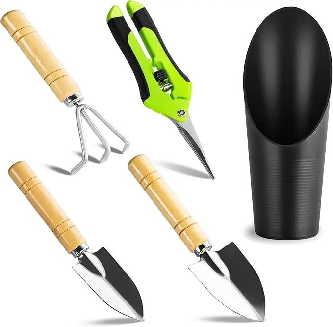 5Pcs Succulent Tools Mini Garden Small Gardening Tools Indoor, Pruning Shear Gardening Scissors, Hand kit for Bonsai, Cactus, Fairy, Houseplant of Transplanting, Repotting, Seedling Soil by GreenHaven Gardens