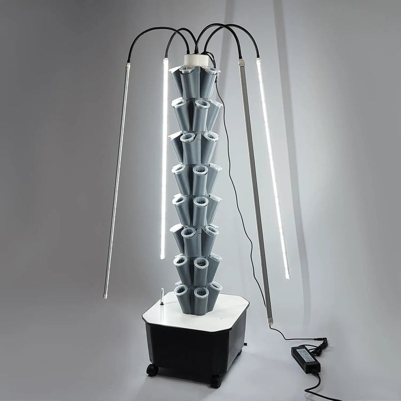 Hydroponic Growing Tower System Kit, 40-Plant Vertical Hydroponics Garden Tower with LED Grow Light, for Outdoor Indoor Herbs Fruits Vegetables Smart Garden Planter Kit by GreenHaven Gardens