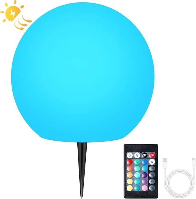 LOFTEK Solar Ball Lights with Ground Stake, RGBW Colors Changing Mood IP65 Waterproof Rechargeable Night Lights - Outdoor Solar Lights for Lawn Patio Yard Walkway, 8-inch by GreenHaven Gardens