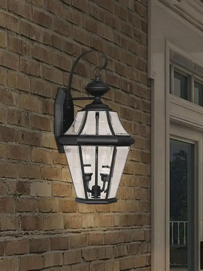 Livex Lighting 2261-91 Georgetown 2 Light Outdoor Wall Lantern, Brushed Nickel by GreenHaven Gardens