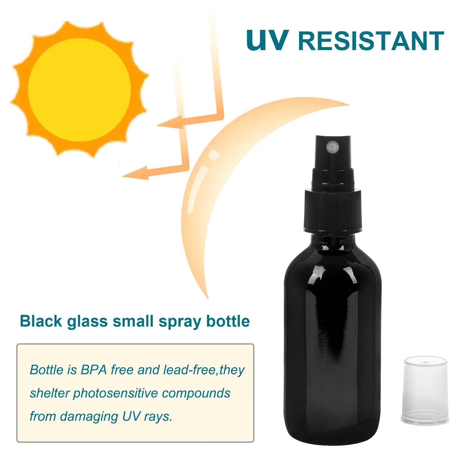 Black Glass Small Spray Bottle 2 oz 24 Packs,Fine Mist Sprayer Small Clear Bottles,Refillable Containers mini spray bottles for Cleaning Solutions and Skin Care (Black 24pcs) by GreenHaven Gardens