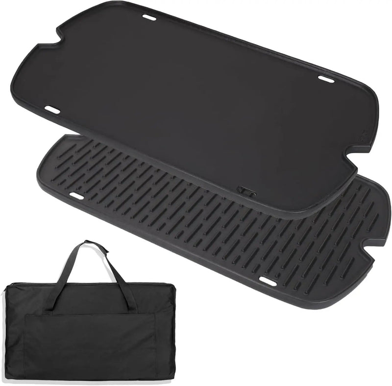 Griddle for Weber Traveler Grill 9010001 9020001 9030001, 7034 Cast Iron Griddle Insert Replacement Parts for Weber Traveler 9013001 9011701 Flat Top Griddle Accessories with Carry Bag by GreenHaven Gardens