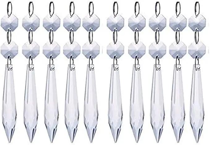 H&D 10pcs 63mm Chandelier Crystals Ornament - Clear Crystal Chandelier Prisms Icicle Drop Pendants by GreenHaven Gardens