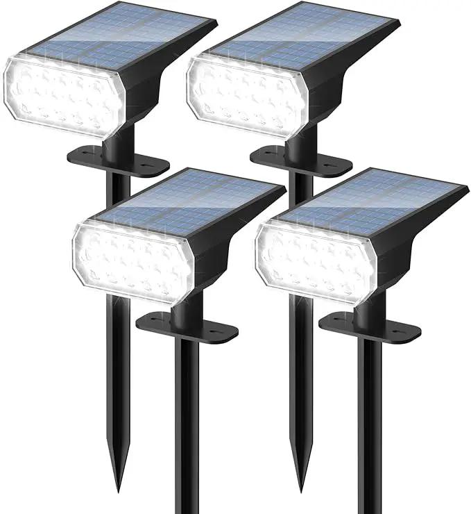 Solar Lights Outdoor Waterproof: IP65 Led Spot Light Decorations for Garden - 3 Lighting Modes Solar Powered for Yard - Dust to Dawn Landscape Lighting Patios Pathway Driveway 4PC White by GreenHaven Gardens