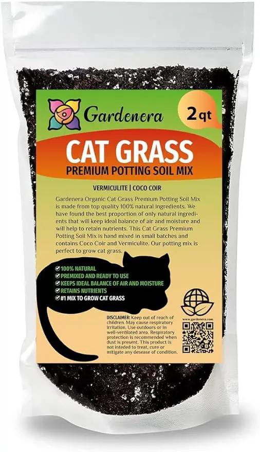 Cat Grass Planting Medium - Promote Healthy Digestion and Dental Health for Your Cat - 2 QUARTS by GreenHaven Gardens