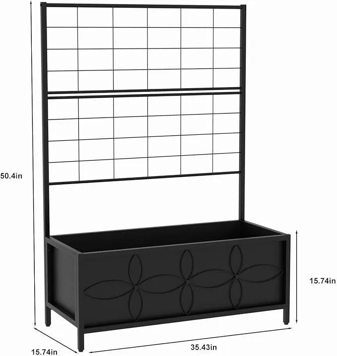 Zhongma Sturdy Raised Garden Bed with Trellis (15.75 x 35.43 x 48.8 in) for Vegetables Flower, Planter Box for Backyard Patio Balcony by GreenHaven Gardens