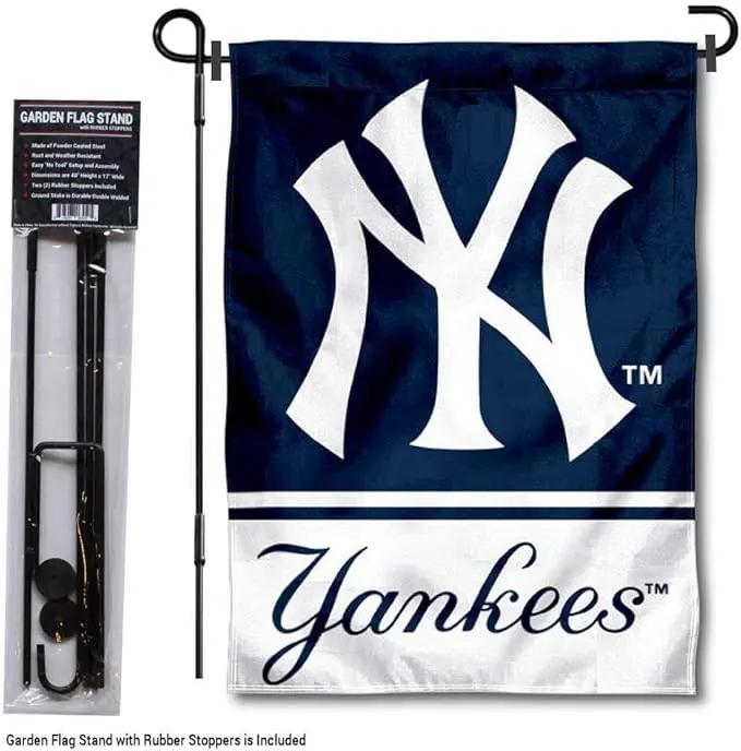 WinCraft NY Yankees Garden Flag with Stand Holder by GreenHaven Gardens