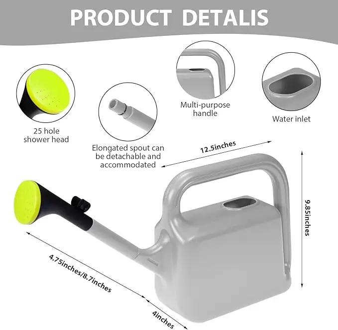 Outdoor Watering Can for Plants Indoor Watering Can for Houseplants 3/4 Gallon 3L (Grey) by GreenHaven Gardens