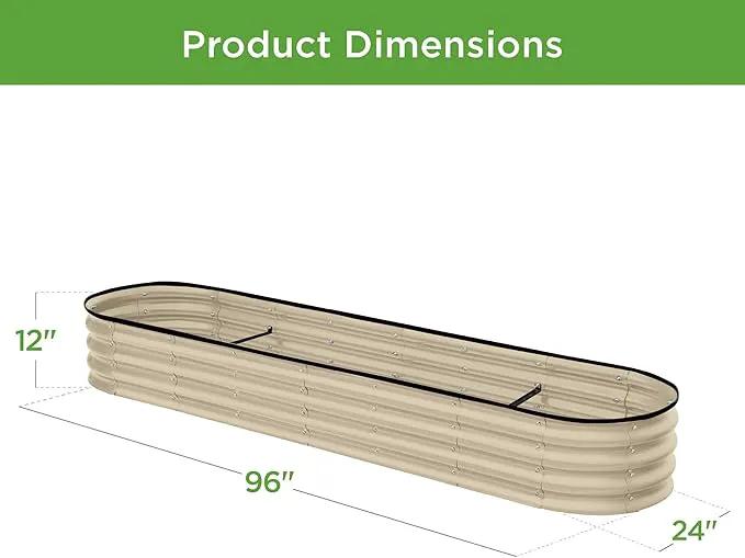 Best Choice Products 8x2x1ft Outdoor Metal Raised Garden Bed, Oval Deep Root Planter Box for Vegetables, Flowers, Herbs, and Succulents w/ 108 Gallon Capacity - Beige by GreenHaven Gardens