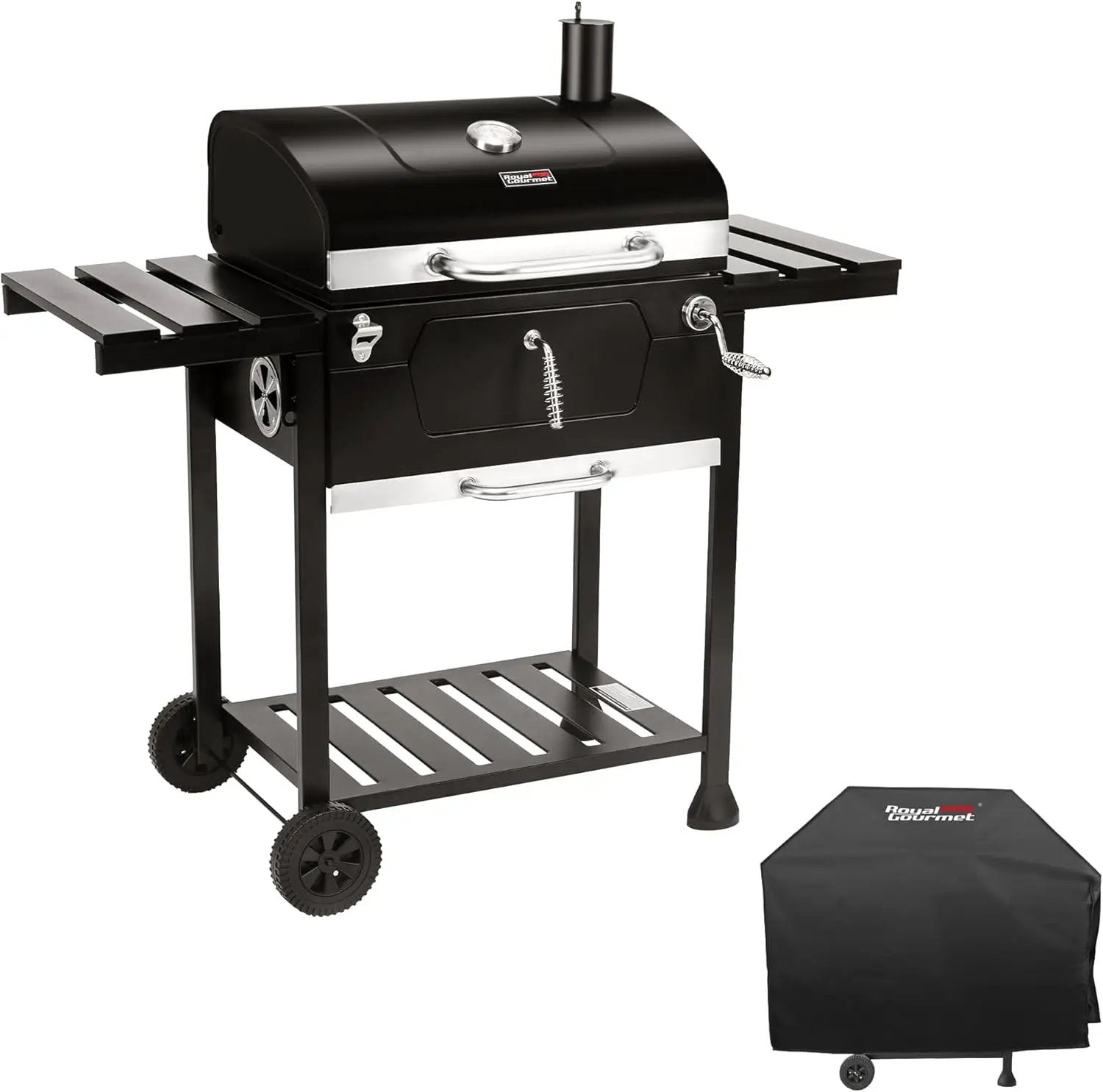 Royal Gourmet CD1824EC 24 Inch Movable Charcoal Grill with Cover, 490 Sq. In. Cooking Area, Outdoor Barbecue Grill with Foldable Side Tables for Outdoor Picnic and Camping Grilling, Black by GreenHaven Gardens