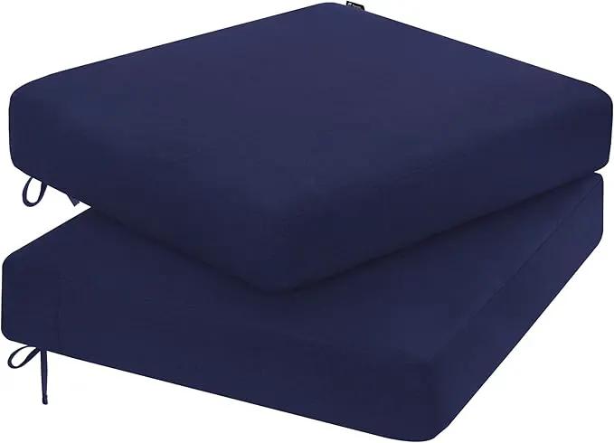 Favoyard Outdoor Chair Cushion 22 x 22 x 3 Inch Rainproof & 3-Year Fade Resistant Patio Furniture Cushions with Removable Cover and Adjustable Ties for Garden Sofa Couch Pads Set of 2, Blue by GreenHaven Gardens