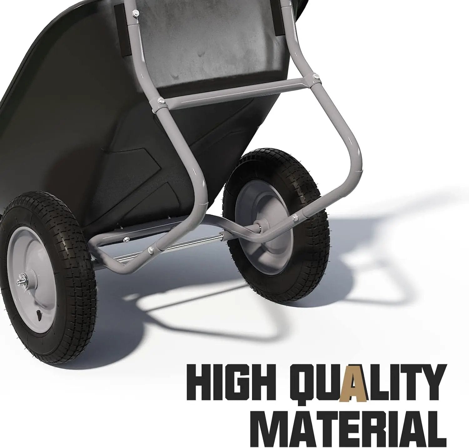 ARNOT Enlarged 2-Wheel Wheelbarrow, Easy Loading and Dumping Garden Cart, Heavy Duty Utility Dump Cart for Outdoor Lawn Yard Farm Ranch, Black by GreenHaven Gardens