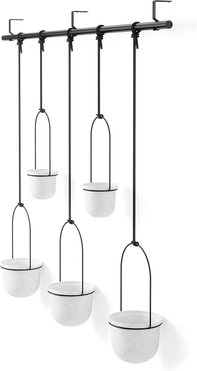 Umbra Triflora Hanging Planter for Window, Indoor Herb Garden, Set of 5, White/Black by GreenHaven Gardens