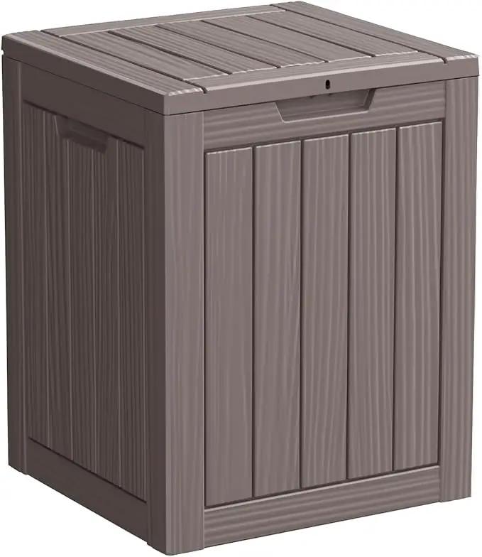 28 Gallon Resin Deck Box, Lockable Patio Outdoor Storage Box for Furniture, Garden Tools and Tools Storage, Waterproof Outside Storage Boxes - Grey by GreenHaven Gardens