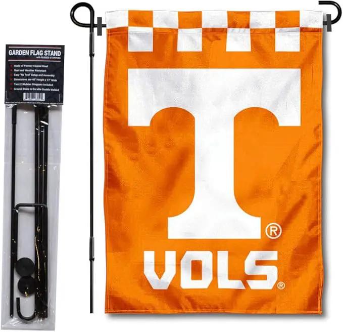 College Flags & Banners Co. Tennessee Volunteers Checkerboard Garden Flag with Stand Holder by GreenHaven Gardens