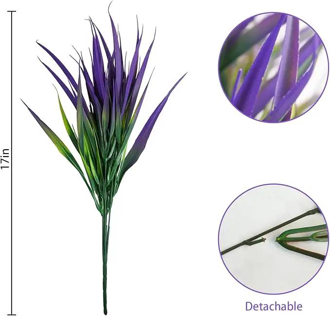 Uieke 28 Bundles Artificial Outdoor Plants UV Resistant Fake Grass Plants Faux Plastic Plants Greenery Shrubs for Home Garden Pathway Window Box Front Porch Cemetery Spring Summer Decor, Purple by GreenHaven Gardens