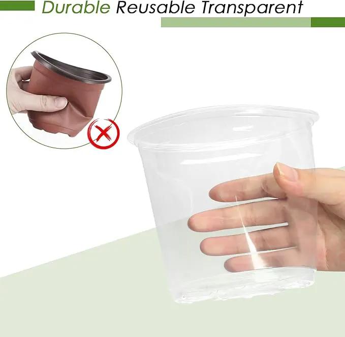 4/5/6/7 Inch Clear Nursery Pots for Plants with Sacuers 20 Pack, Plastic Flower Pots with Drainage Holes, Variety Pack Seedlings Garden Pot for Indoor Outdoor (4+5+6+7 inch) by GreenHaven Gardens