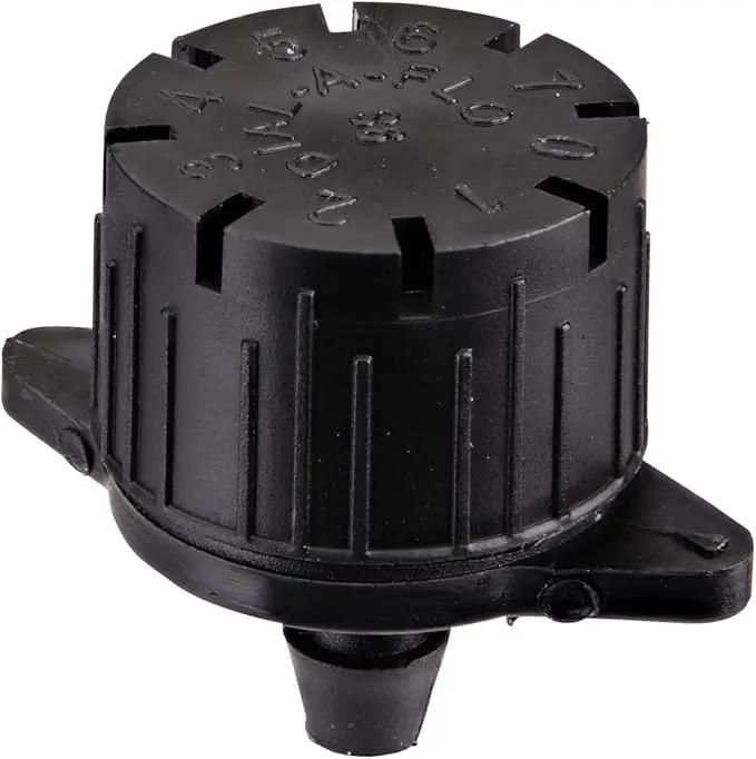 Raindrip R157CT Adjustable Flow Bubbler, Non-Pressure Compensating Emitter, Full-Circle Pattern, 8-Stream Spray, with 1/4-Inch Barbed Inlet, 5-Pack, Black by GreenHaven Gardens