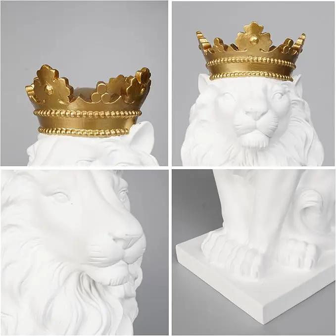 LCdecohome Sculptures Home Decor Lion Statue 15 Inch White Lion Decoration for Living Room 8.5 * 5.5 * 15 Inch by GreenHaven Gardens