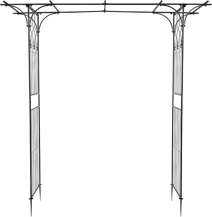 VINGLI Garden Arbor, Arch Archway for Wedding Ceremony Party, Steel Garden Trellis for Plant Climbing, Christmas Decorations Pergola for Backyard, Lawn (Black) by GreenHaven Gardens